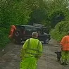 Shocking footage shows moment roadworker rammed off road by Land Rover driver
