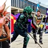Huge dragons and knight training in Derby city centre for St George's Day 2024