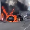 Mini erupts into ball of flames in Derbyshire village as blaze reaches house
